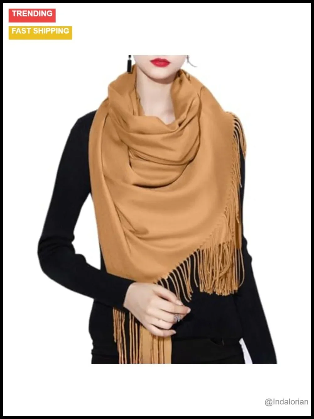 100% Wool Scarf Winter Shawl Wrap Women Fringe Tassels Soft Warm Wedding